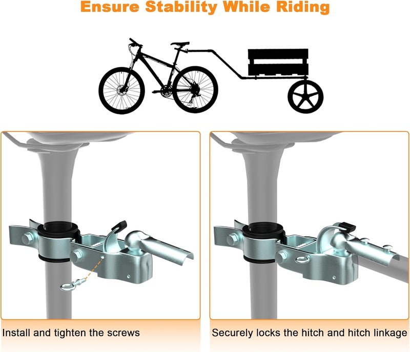 NICEDACK Trailer Hitch for Bicycle, Cargo Trailer Coupling, Durable Steel Material, Suitable for Ordinary Bicycle Seat Post, for Grocery/Camping Transportation - Image 4